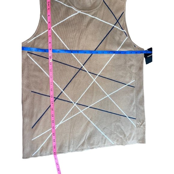 ALFANI Women's XL Mock-Neck Striped Sweater in Camel Tan - Picture 9 of 12